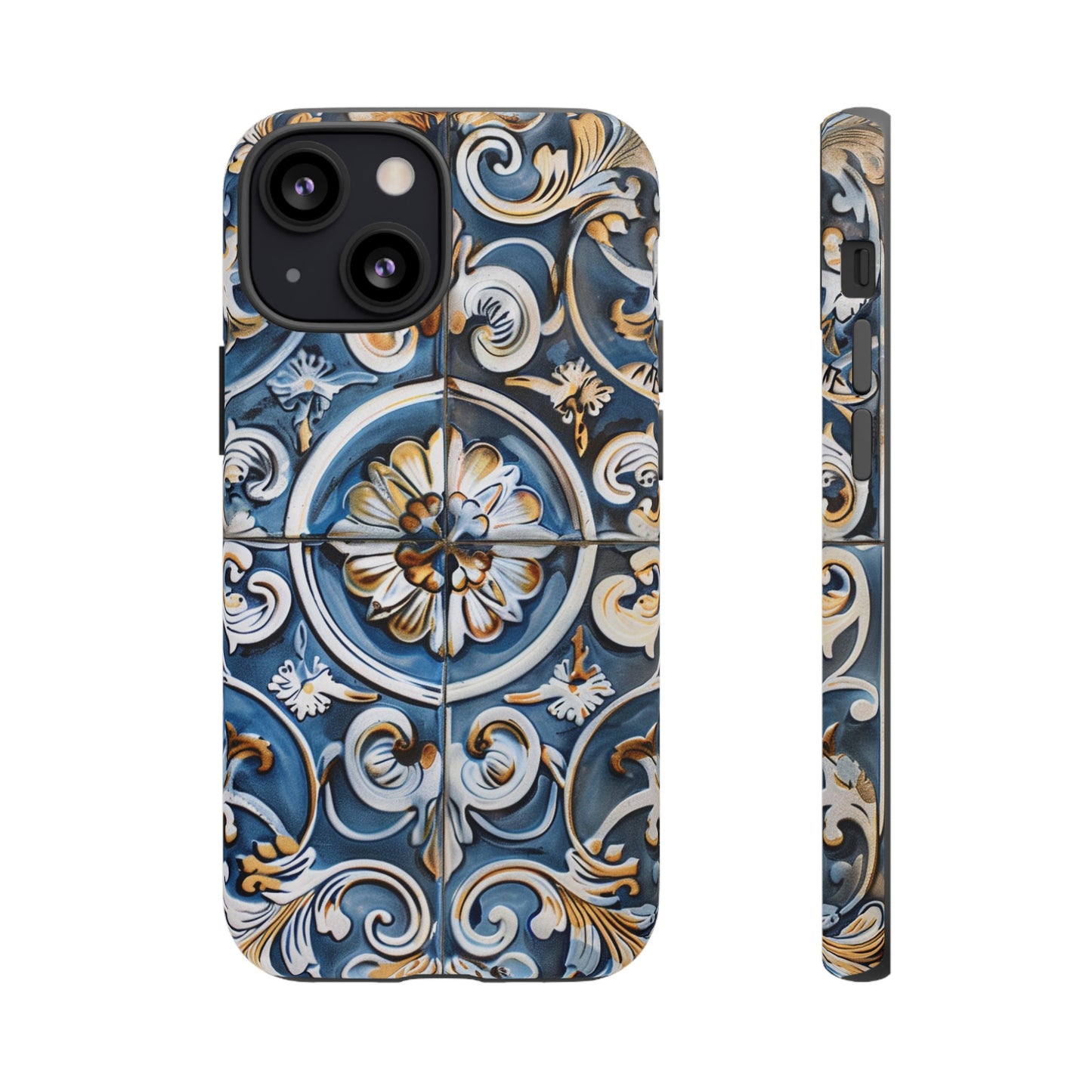 Azulejo Porcelain Blue & Creamy White Tile Mediterranean Design Phone Case