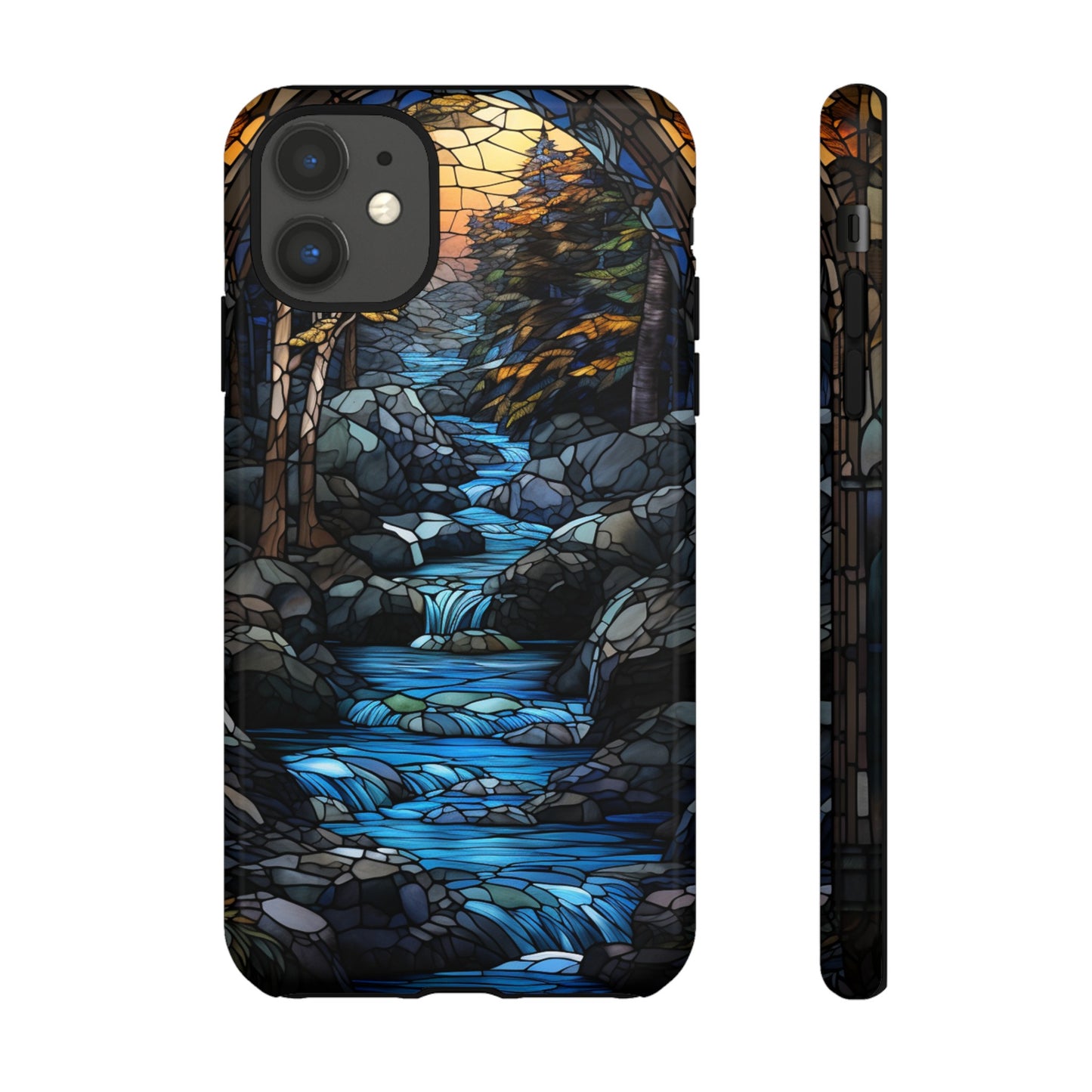 Stained Glass Stone Bridge and River Art Phone Case