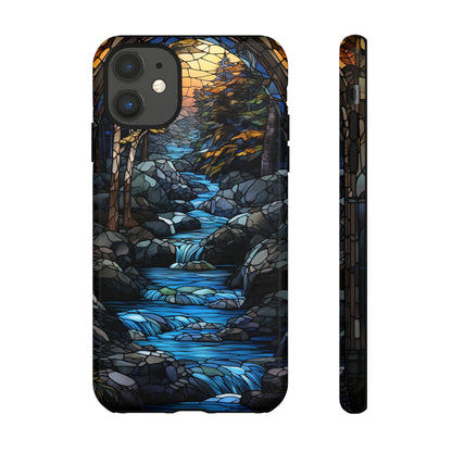 Stained Glass Stone Bridge and River Art Phone Case