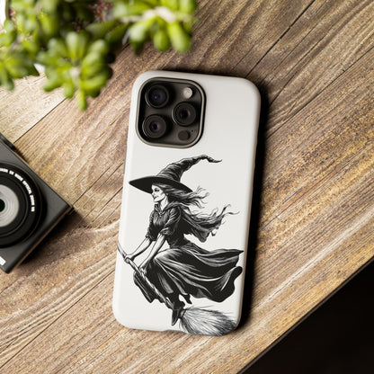 Vintage Halloween Witch on a Broom Spooky Phone Cover