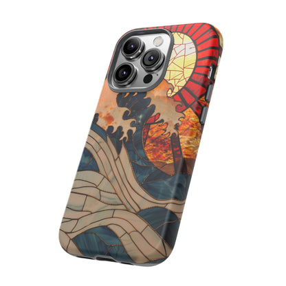 Japanese Rising Sun Phone Case Stained Glass Ocean Wave