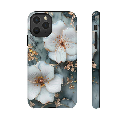 White Flower on Marble Stone  Phone Case