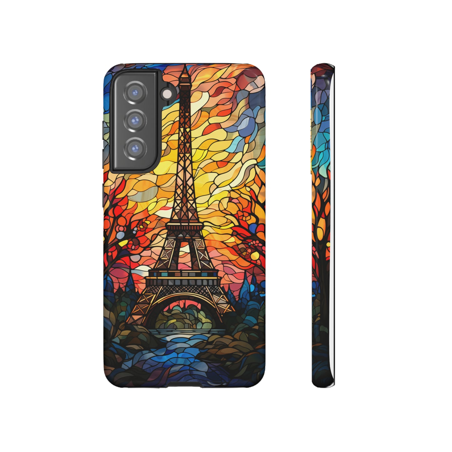 Parisian Elegance: Stained Glass Eiffel Tower | Artistic Flair iPhone Case for iPhone Models 11 through 14 Pro Max, Samsung Galaxy, and Google Pixel