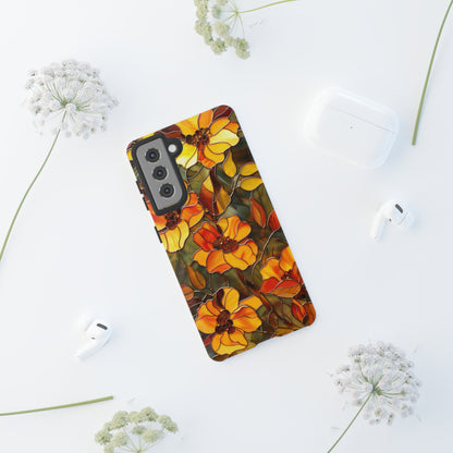 Orange Floral Phone Case Stained Glass Style