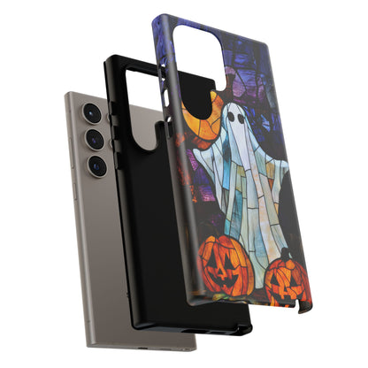 Stained Glass Halloween Ghost and Jack-o'-Lanterns Phone Cover