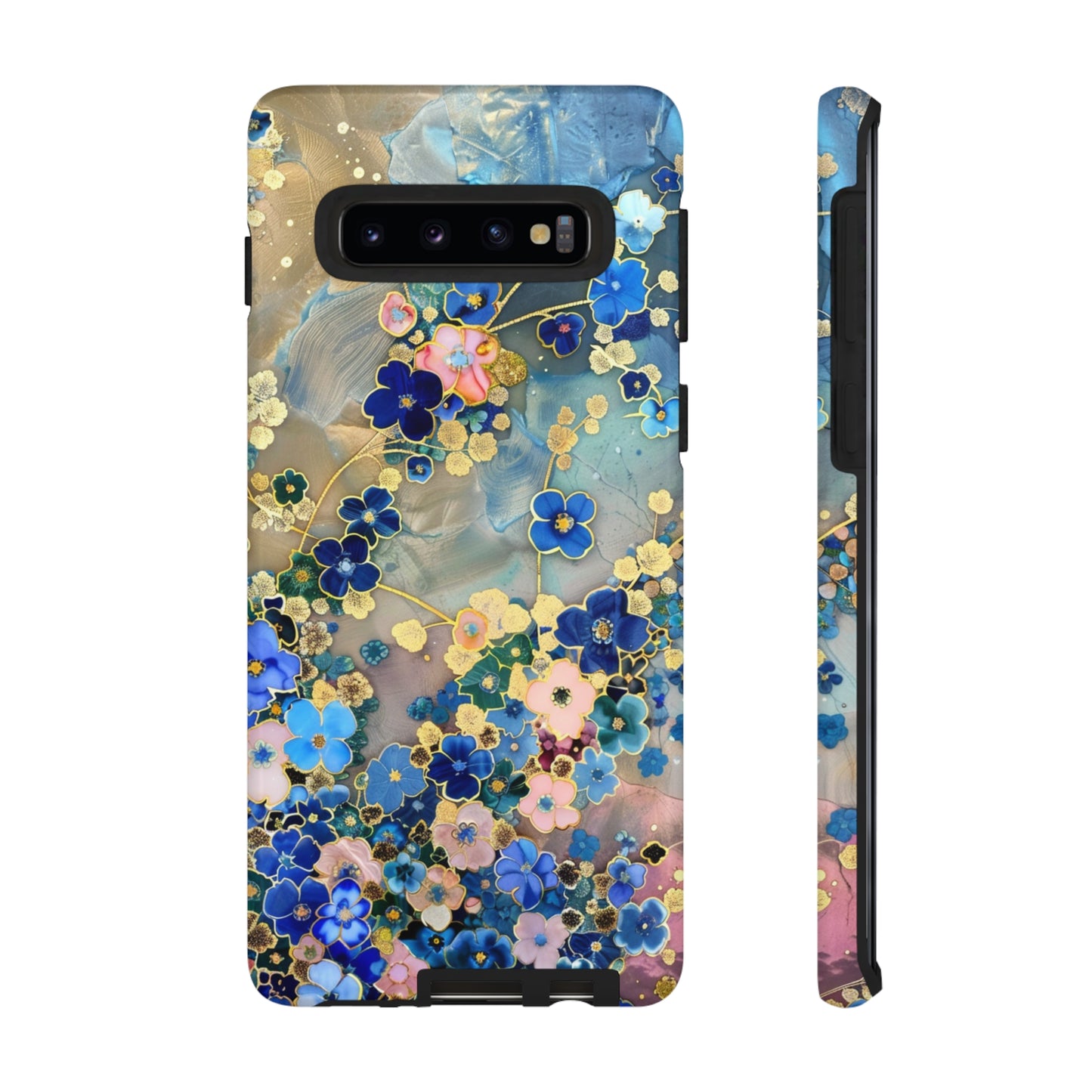 Forget Me Nots Gold Color Splash Floral Design Phone Case