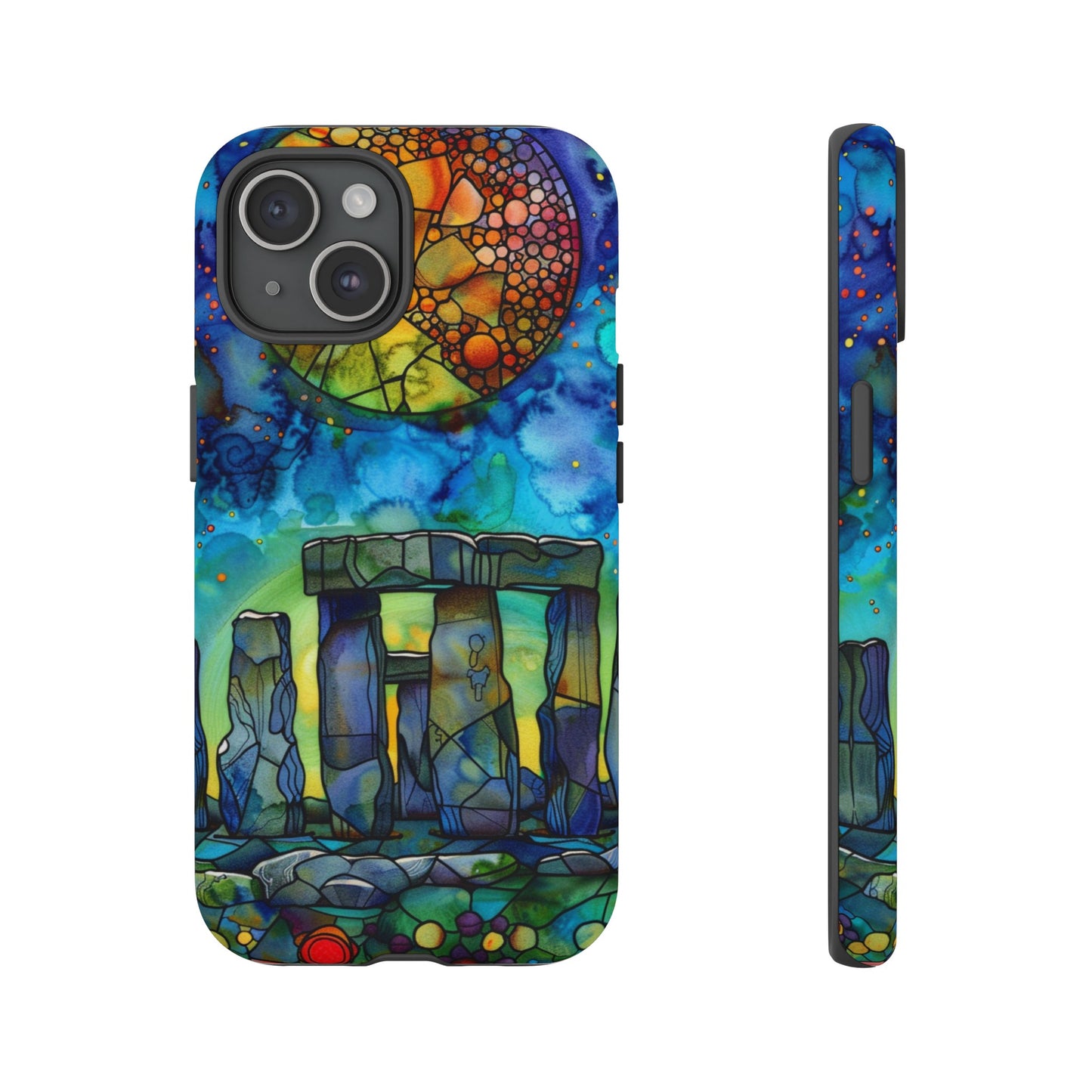 Stonehenge Neolithic Full Moon Stained Glass Watercolor Phone Cover