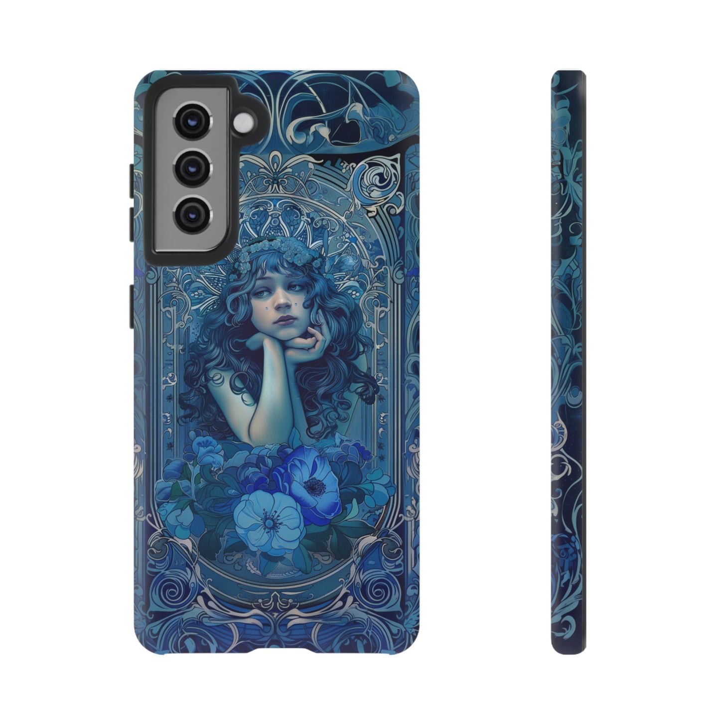 Blue Floral Art Nouveau Style Phone Case