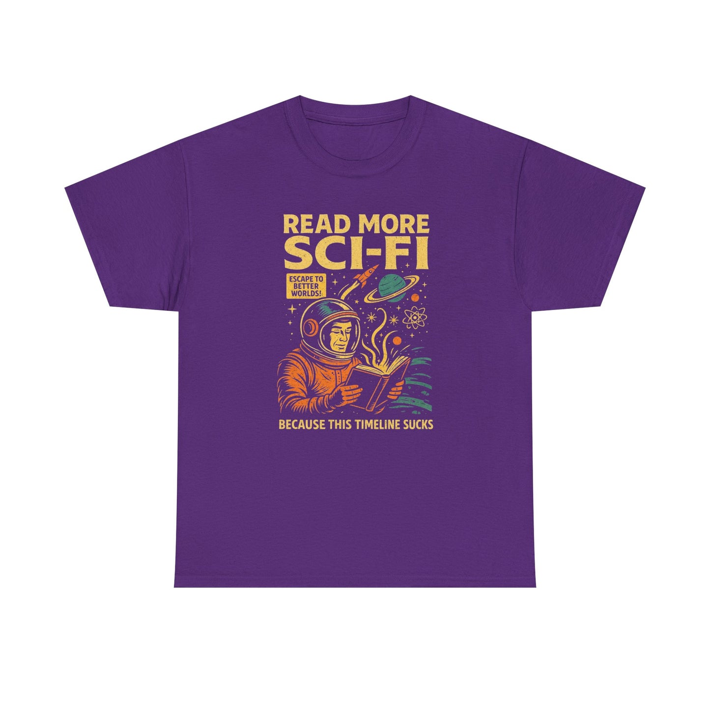 Retro Sci Fi Read More Sci Fi Books T Shirt Nerd Reader Tee