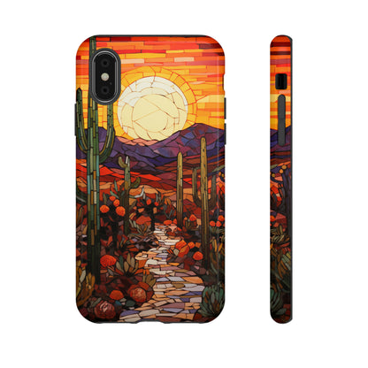 Desert Sunset Cactus Mosaic Tile