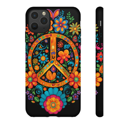 Peace Sign Embroidery Floral Hippie Style Phone Case