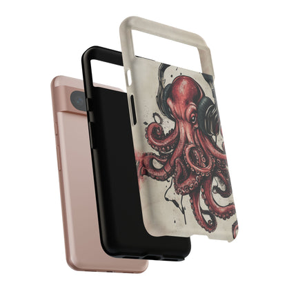 Retro Style Japanese Octopus Listening to Headphones Phone Cover