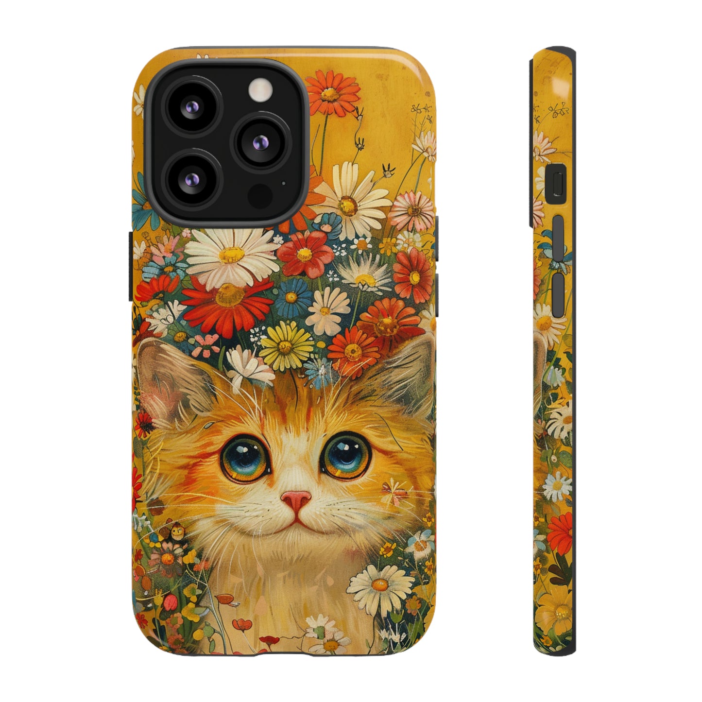 Cute Cat in Floral Garden Phone Case