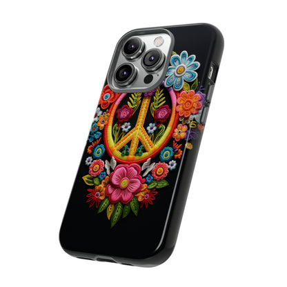 Peace Sign Embroidery Floral Hippie Style Phone Case