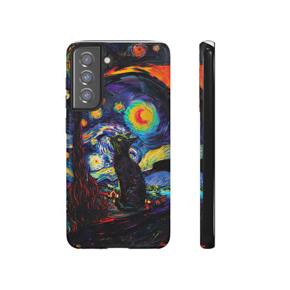 Starry Night Black Cat Van Gogh Painting Art Phone Case