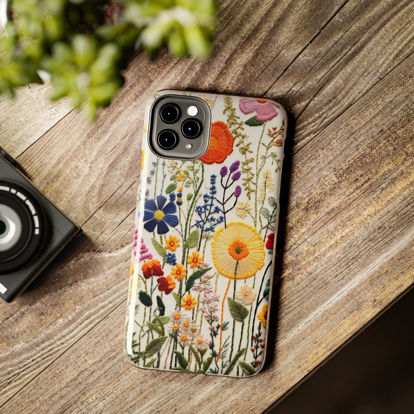 Wildflowers Floral Embroidery iPhone Case