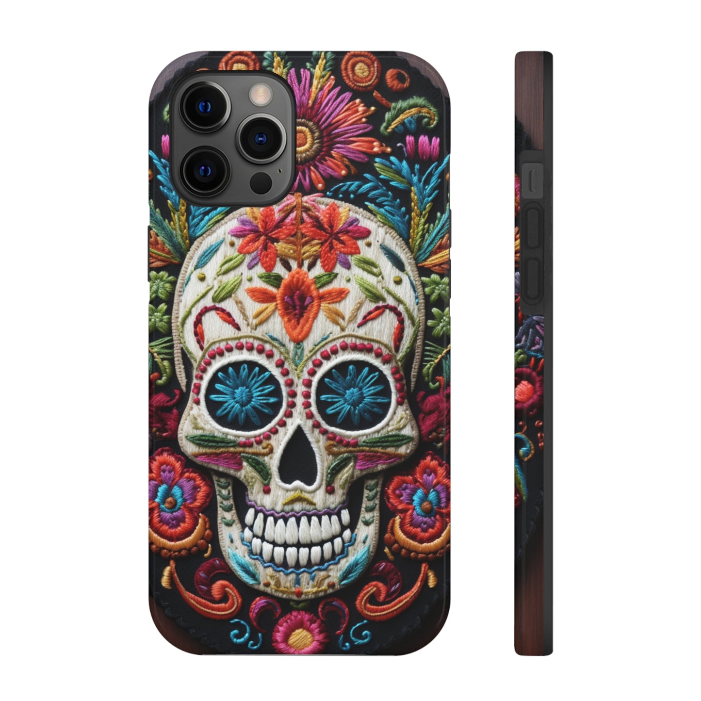 Embroidery Style Skulls Goth Dark Academia Tough Case iPhone Case