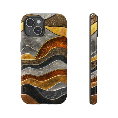 Abstract gold and silver mountain phone case for iPhone 15