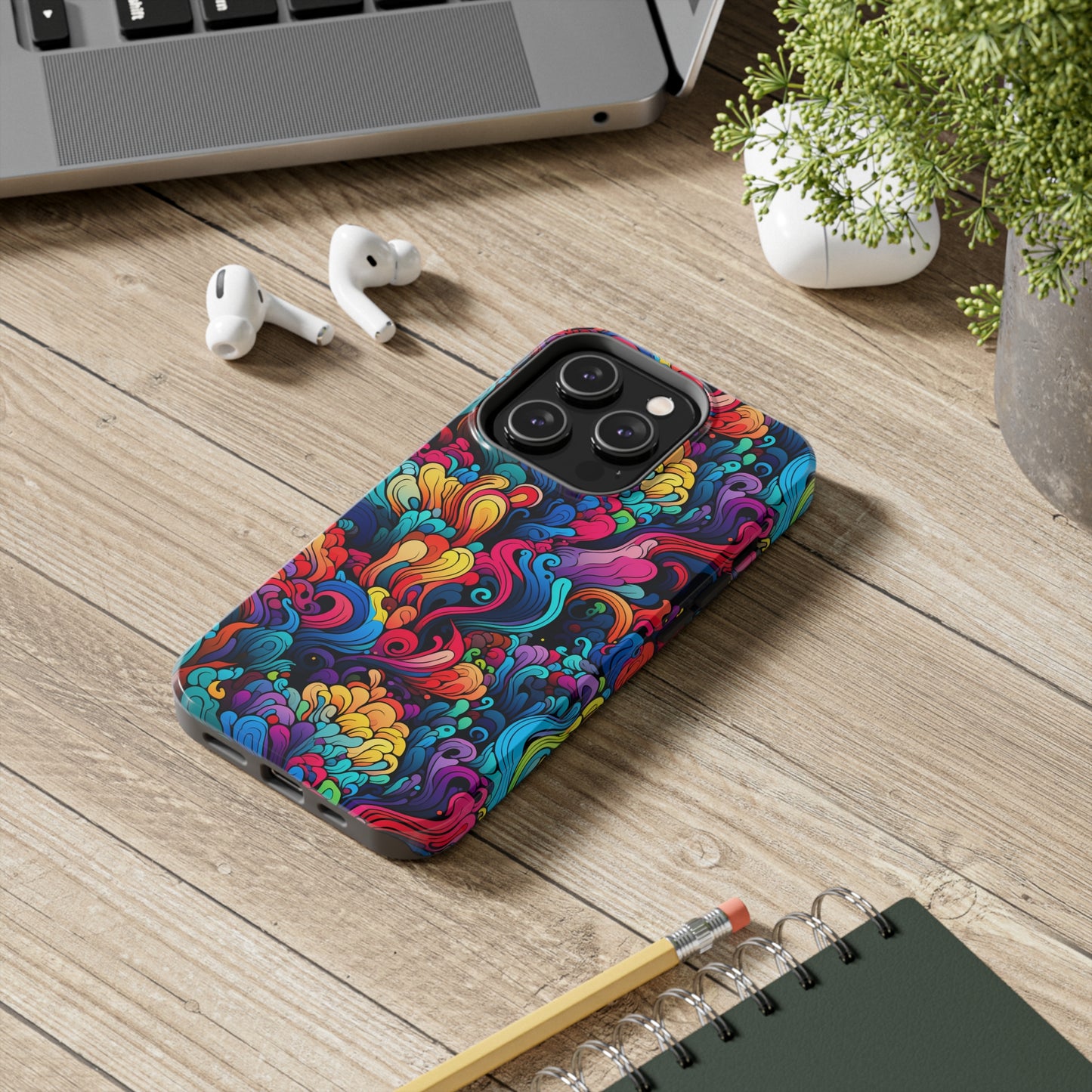 Psychedelic Rainbow Tough iPhone Case | Embrace Vibrant Style and Reliable Protection