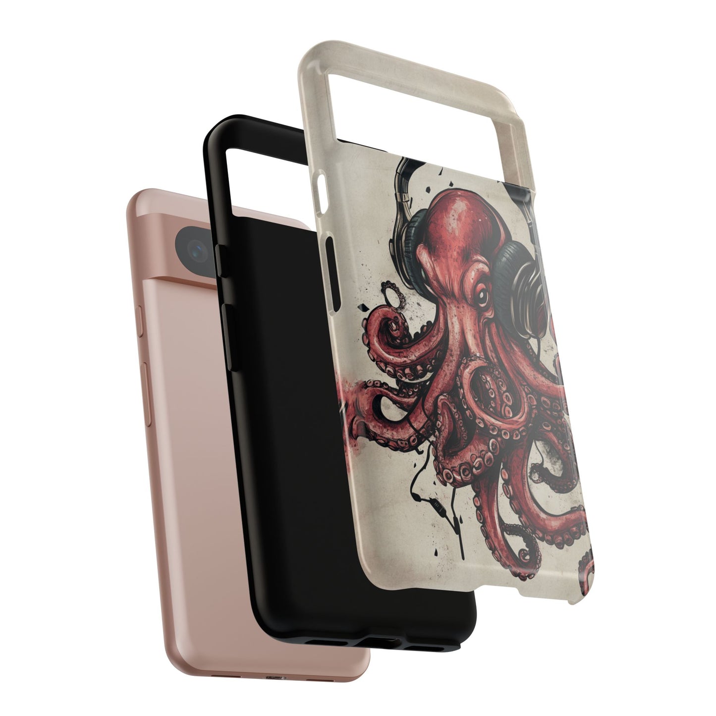 Retro Style Japanese Octopus Listening to Headphones Phone Cover