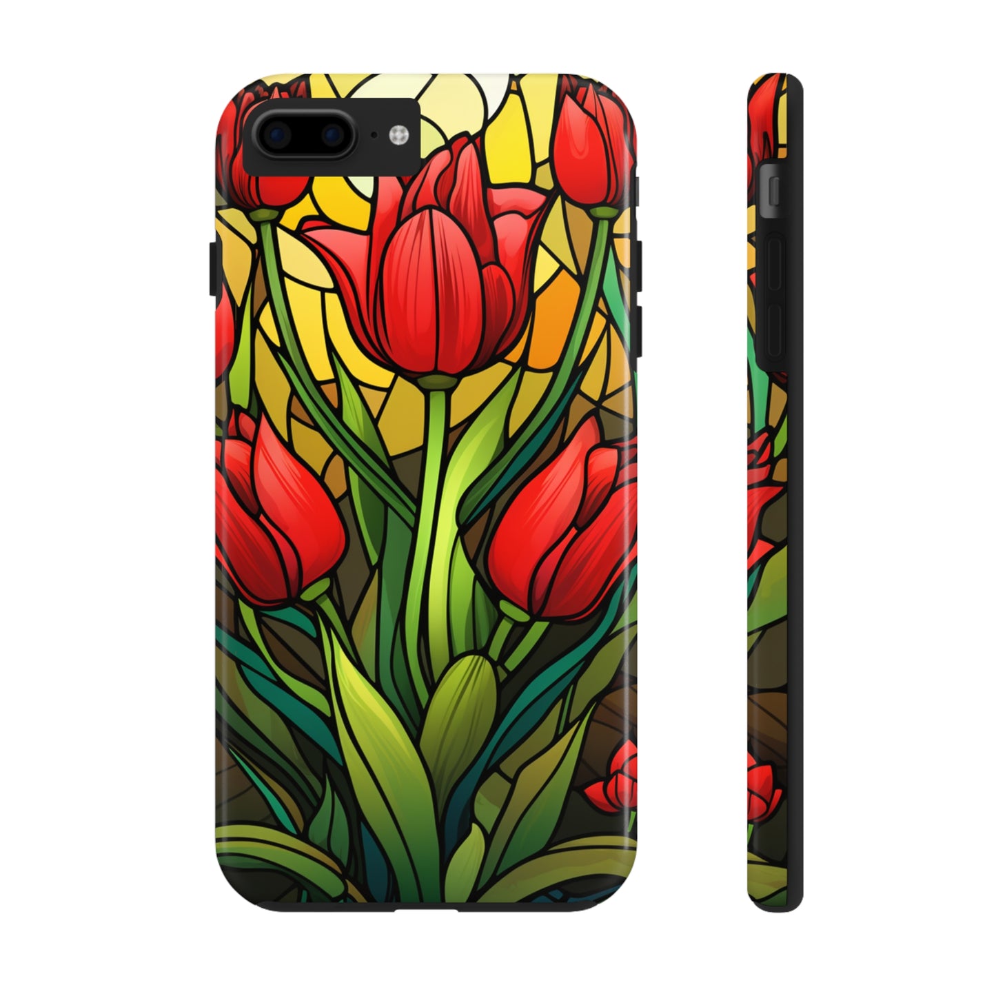 Stained Glass Tulip Floral Aesthetic iPhone Case | Embrace the Beauty of Nature in Full Bloom