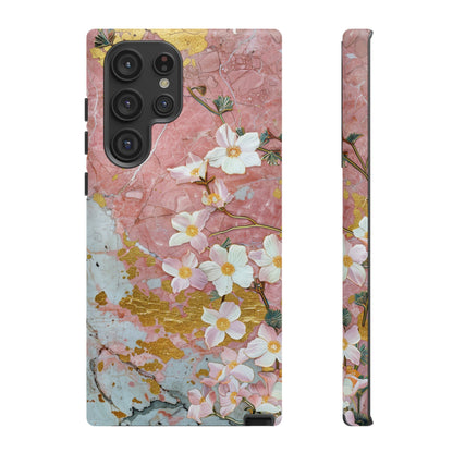 Pink Forget Me Nots Gold Floral Phone Case