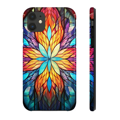 Stained Glass Tough iPhone Case | Trippy Psychedelic Colorful Flowers Floral Aesthetic Retro iPhone 14 Plus 13 12 7 8 Se Trendy Hippie Boho