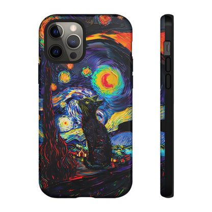 Starry Night Black Cat Van Gogh Painting Art Phone Case