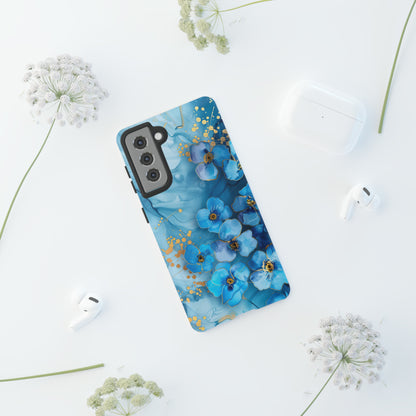 Forget Me Nots Gold Color Splash Floral Design Phone Case