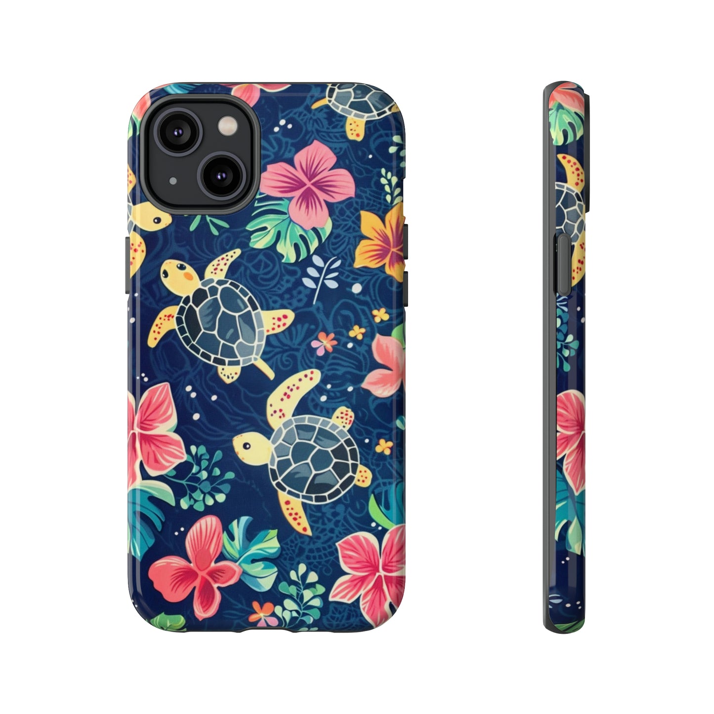 Undersea Floral Blue Sea Turtle Phone Case