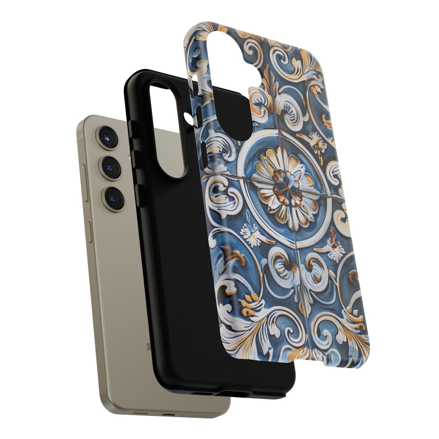 Azulejo Porcelain Blue & Creamy White Tile Mediterranean Design Phone Case