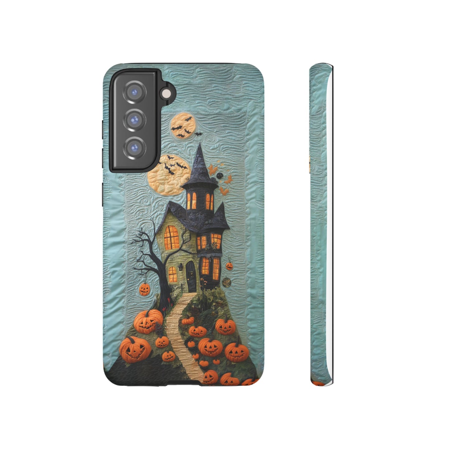 Halloween Haunted House Vintage Embroidery Style Phone Cover