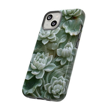 Green Jade Lotus Floral Art Phone Case