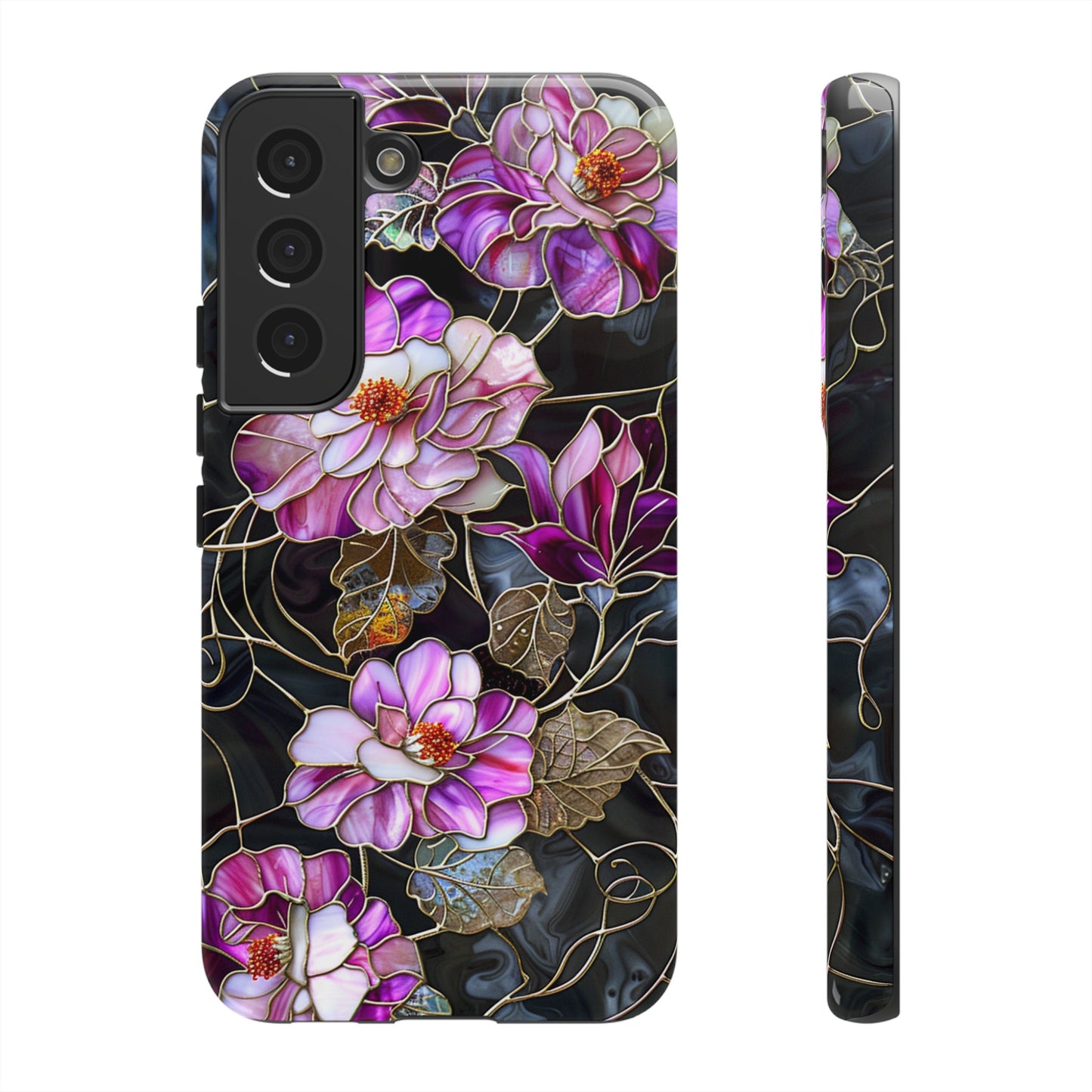 Magenta Color Floral Stained Glass Phone Case