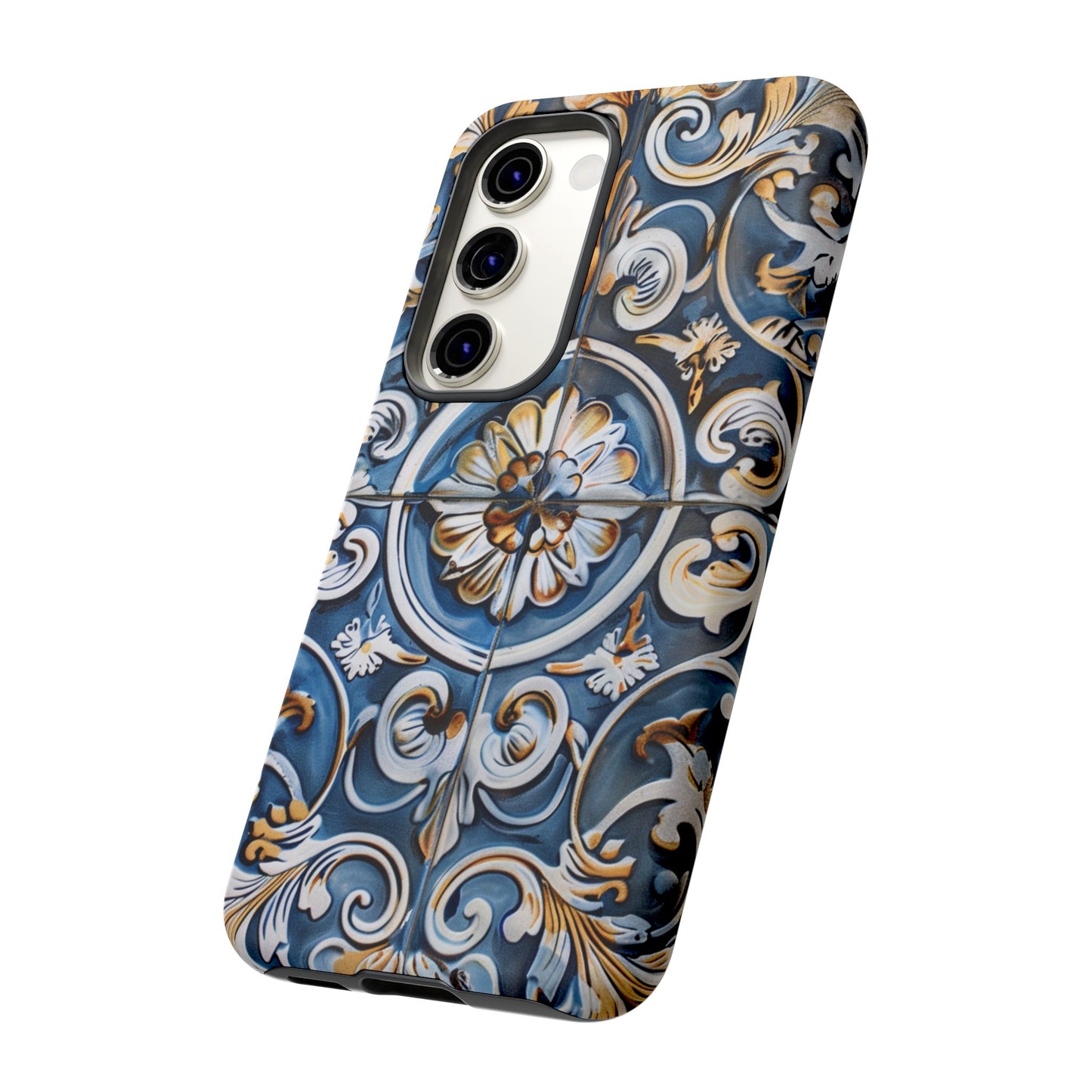 Azulejo Porcelain Blue & Creamy White Tile Mediterranean Design Phone Case