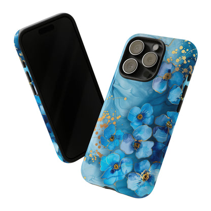 Forget Me Nots Gold Color Splash Floral Design Phone Case