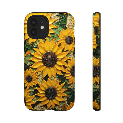 Sunflower Floral Color Explosion Mosaic Glass