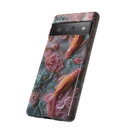 Pink Marble Fish Asian Jade Carving Koi Art Phone Case