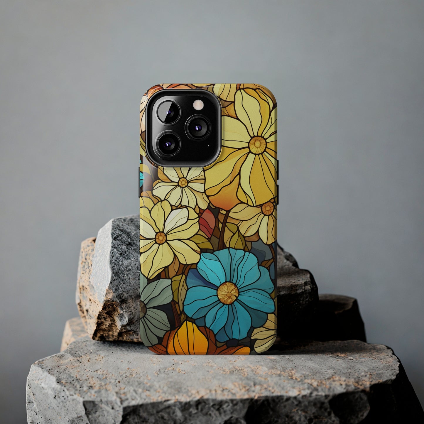 Kaleidoscopic Elegance: Stained Glass Vintage Floral iPhone Case – Timeless Beauty Illuminated