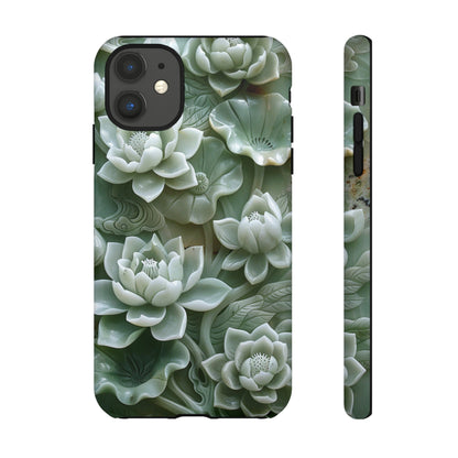 Green Jade Lotus Floral Art Phone Case