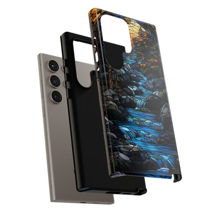 Stained Glass Stone Bridge and River Art Phone Case