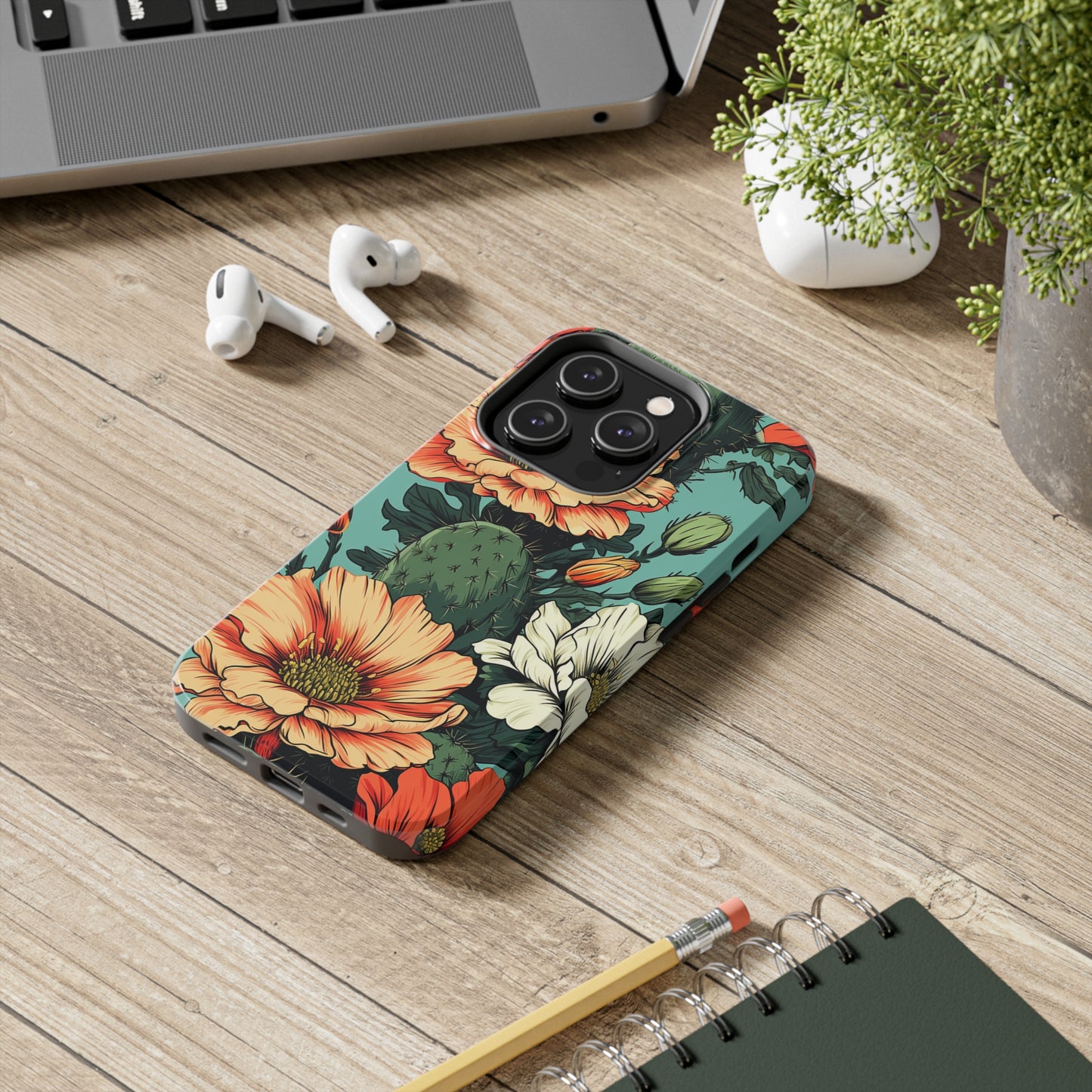 Desert Dream: Retro Vibe Cactus Tough iPhone Case