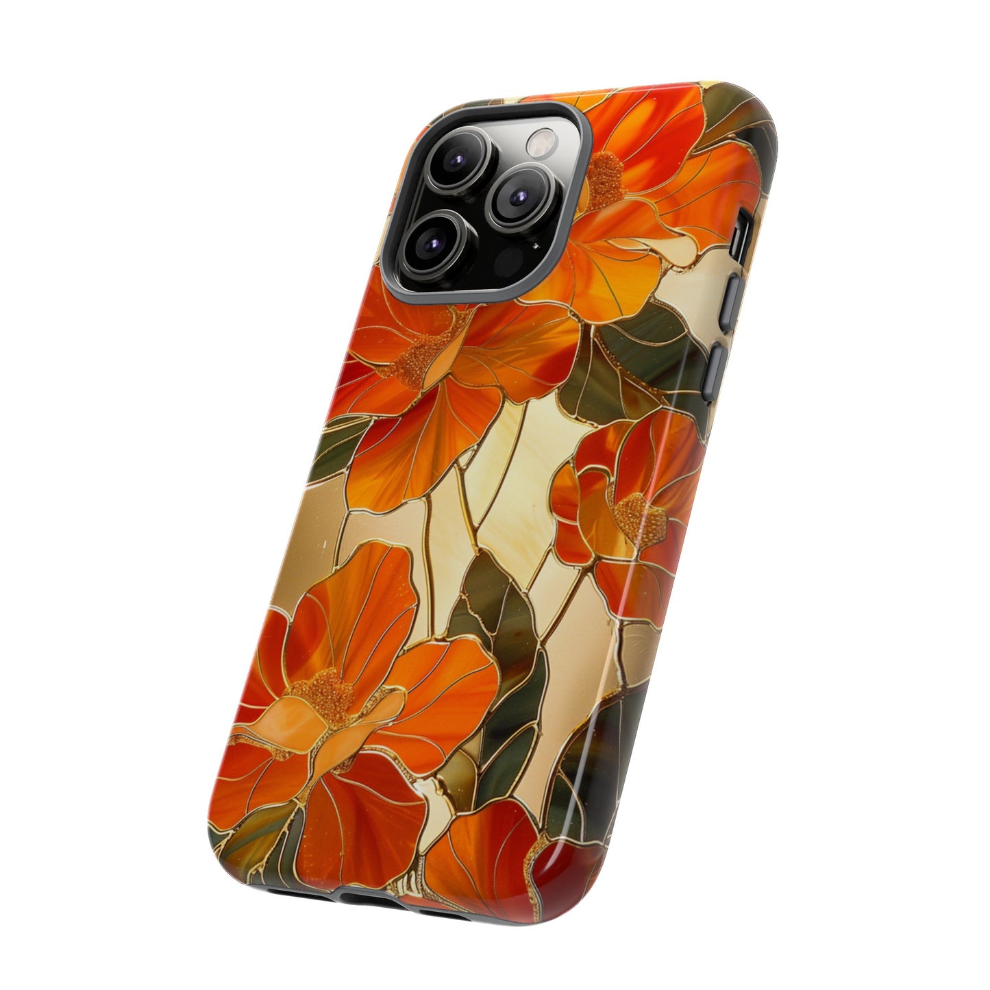 Orange Floral Phone Case Stained Glass Flower Aesthetic