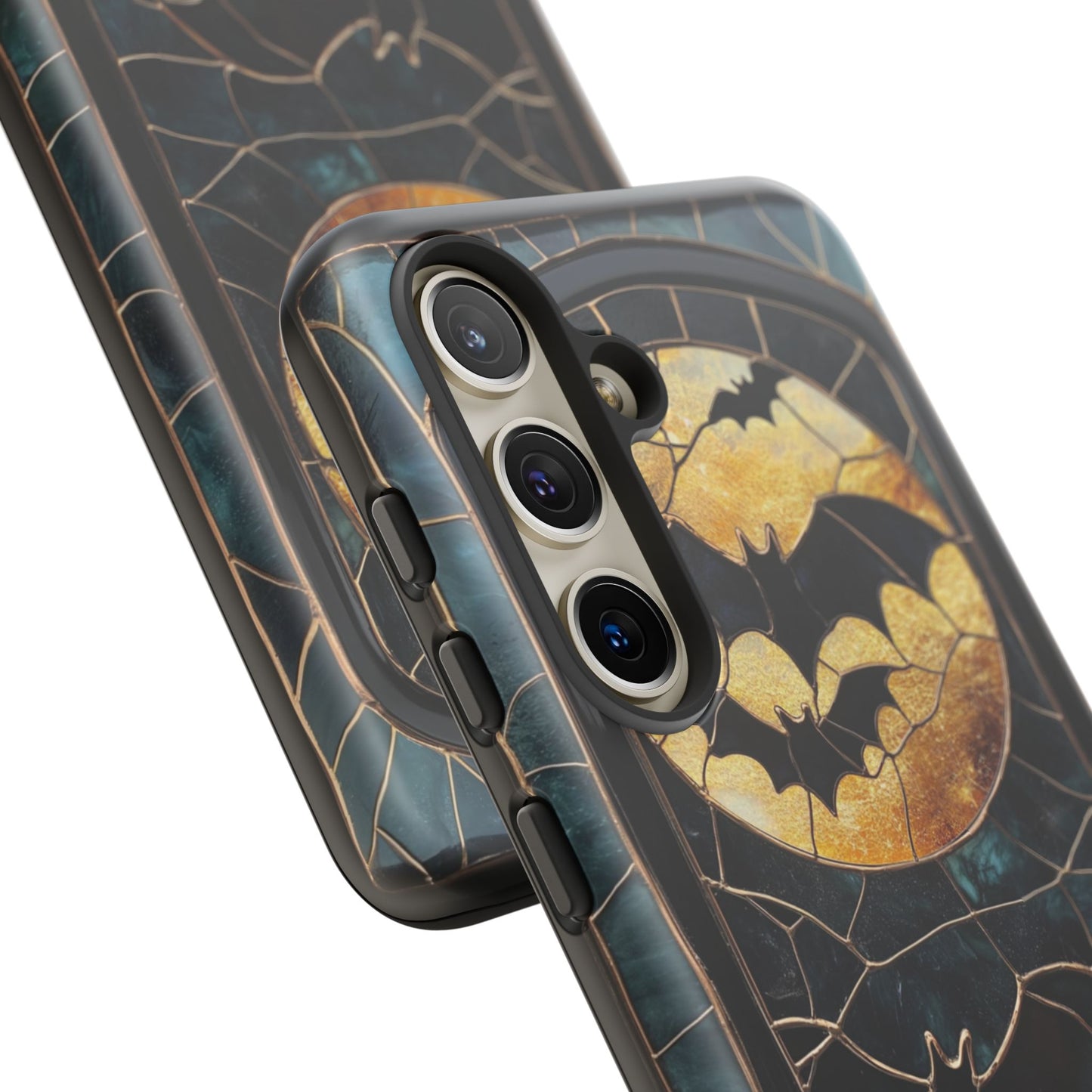 Halloween Phone Case Bats Stained Glass Style Spooky Moon Phone Cover