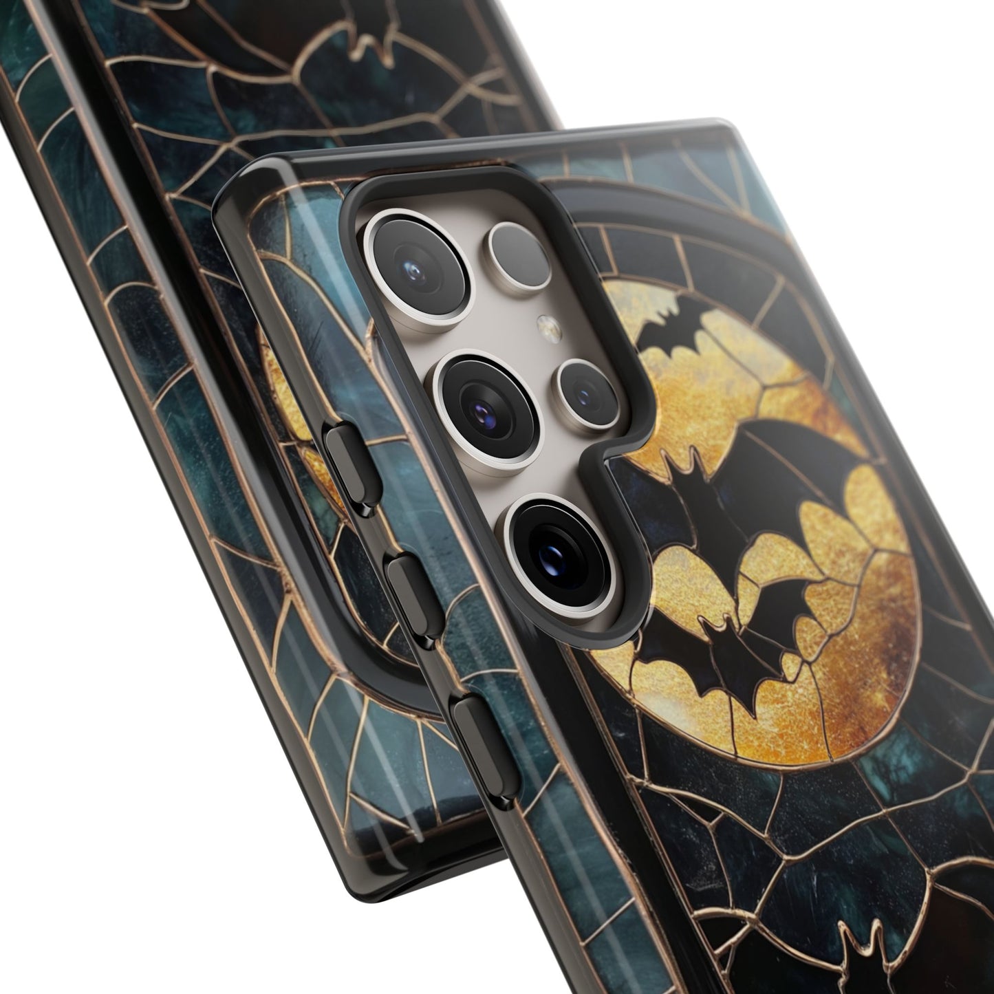 Halloween Phone Case Bats Stained Glass Style Spooky Moon Phone Cover