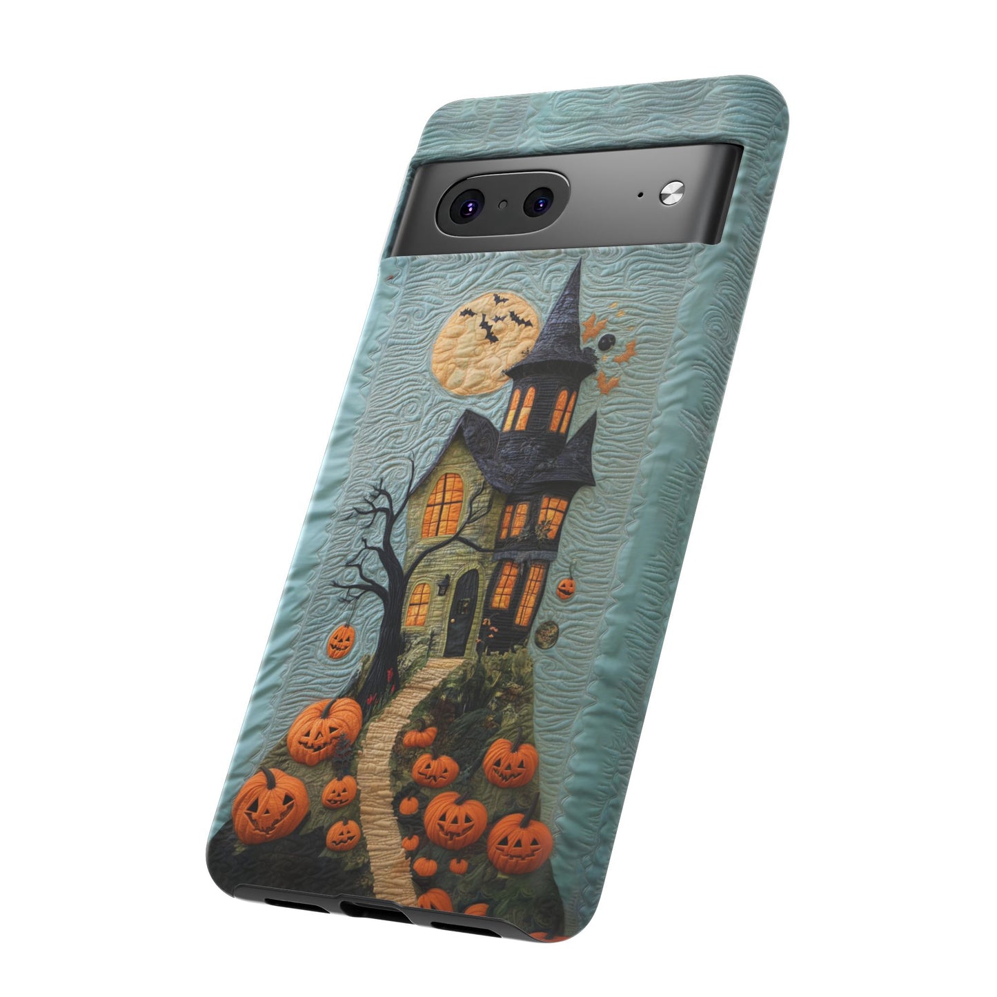 Halloween Haunted House Vintage Embroidery Style Phone Cover