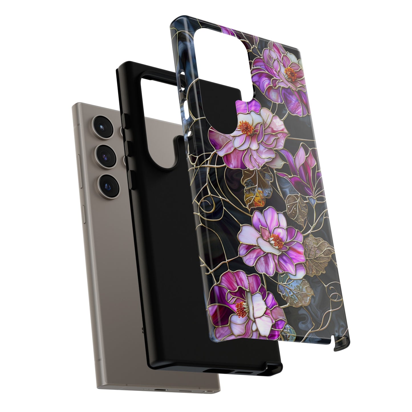 Magenta Color Floral Stained Glass Phone Case