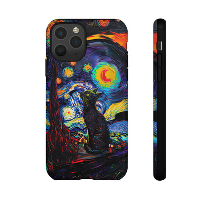 Starry Night Black Cat Van Gogh Painting Art Phone Case