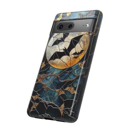 Halloween Phone Case Bats Stained Glass Style Spooky Moon Phone Cover