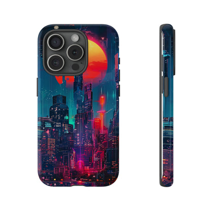 Cyberpunk Full Moon Cityscape Phone Case